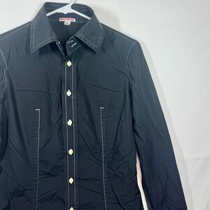 True Religion Black Button Down Shirt Western Style Stitch‎ Detail Sz Large